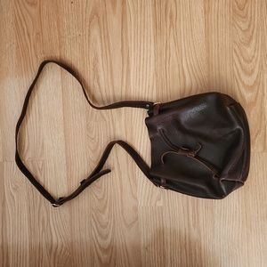 Portland leather brown small bucket bag